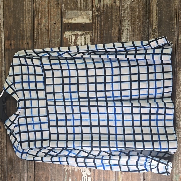 Calvin Klein Blue and Black Hi Lo Plaid Top, Plus Size 2X, NWT - Picture 2 of 5